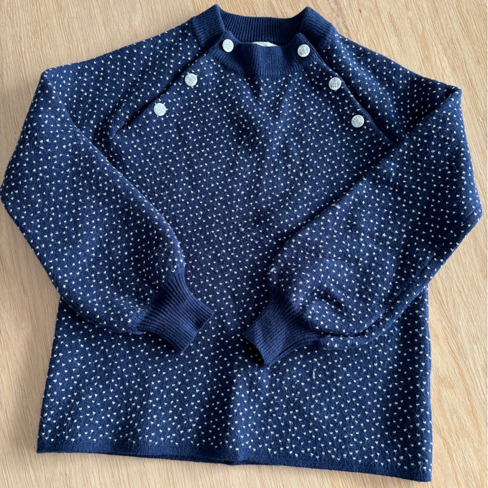 Navy Blue Sweater with White Dots